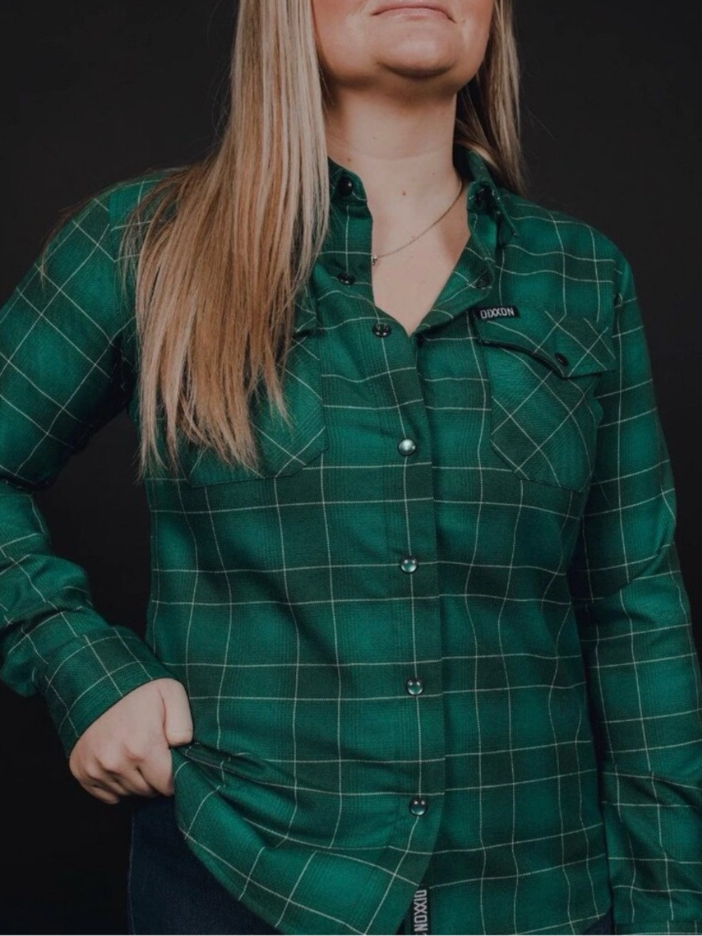 Dixxon The Wreath green plaid button down, size M